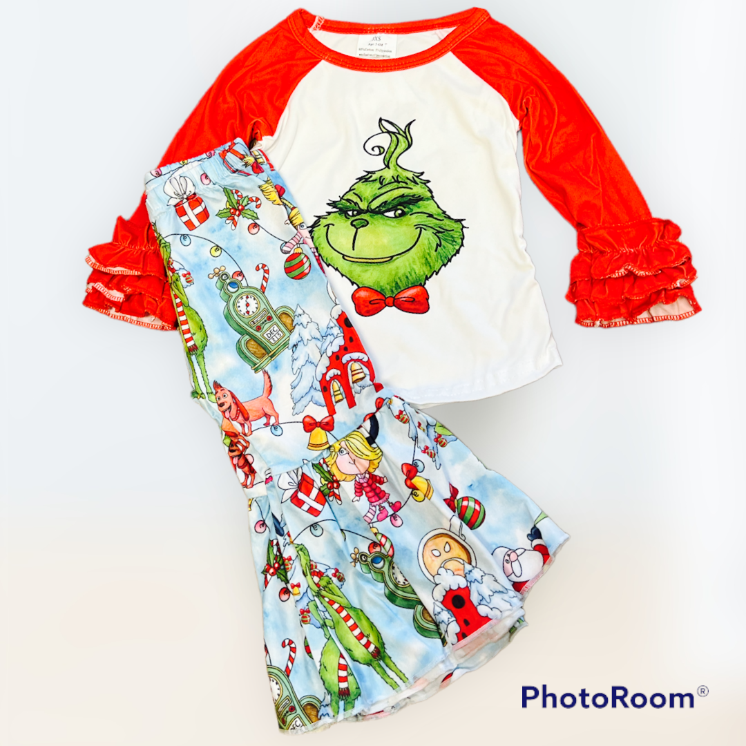 Girls Grinch Christmas Set