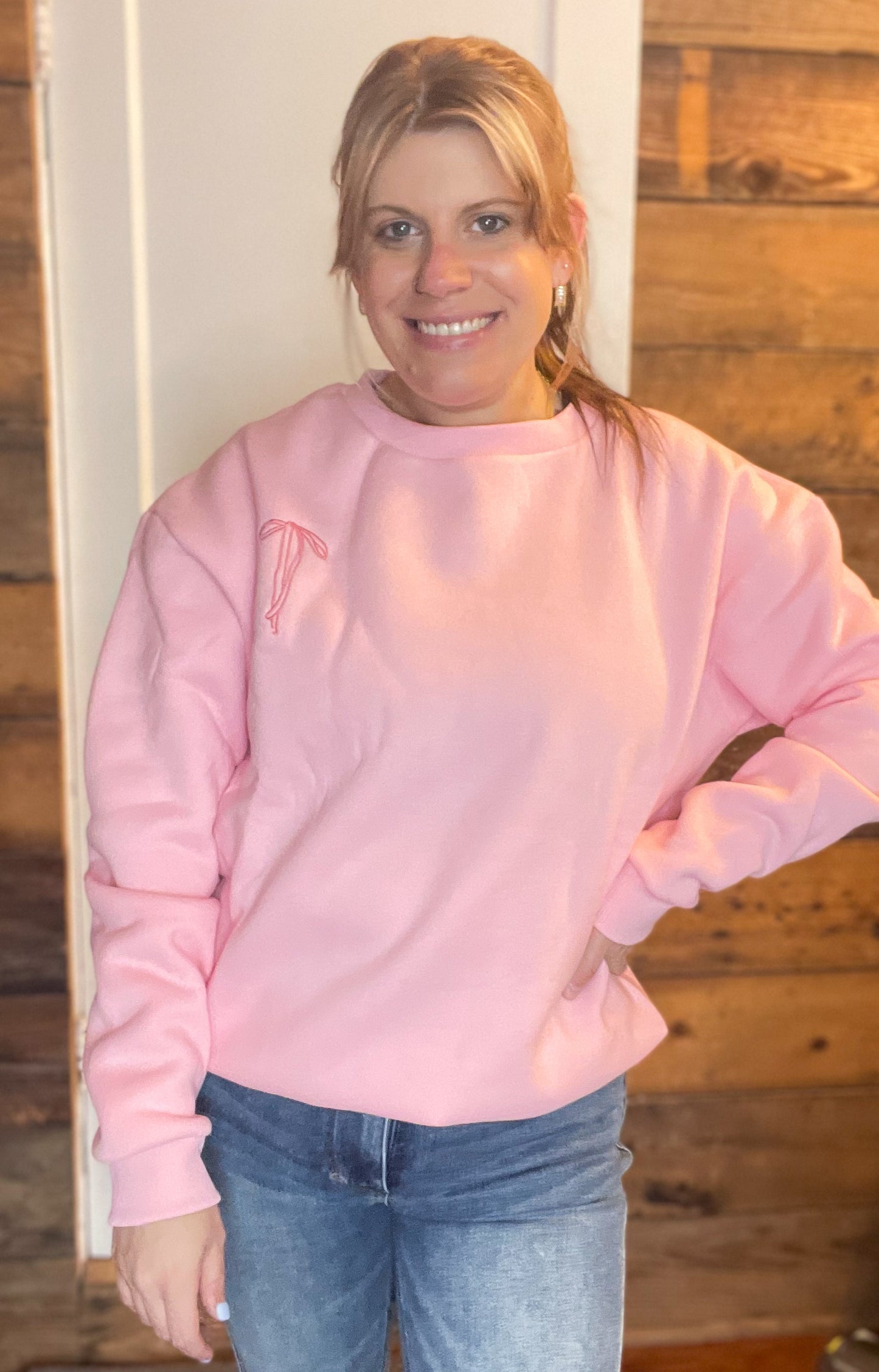 SS Faith Crewneck Pullover in Pink