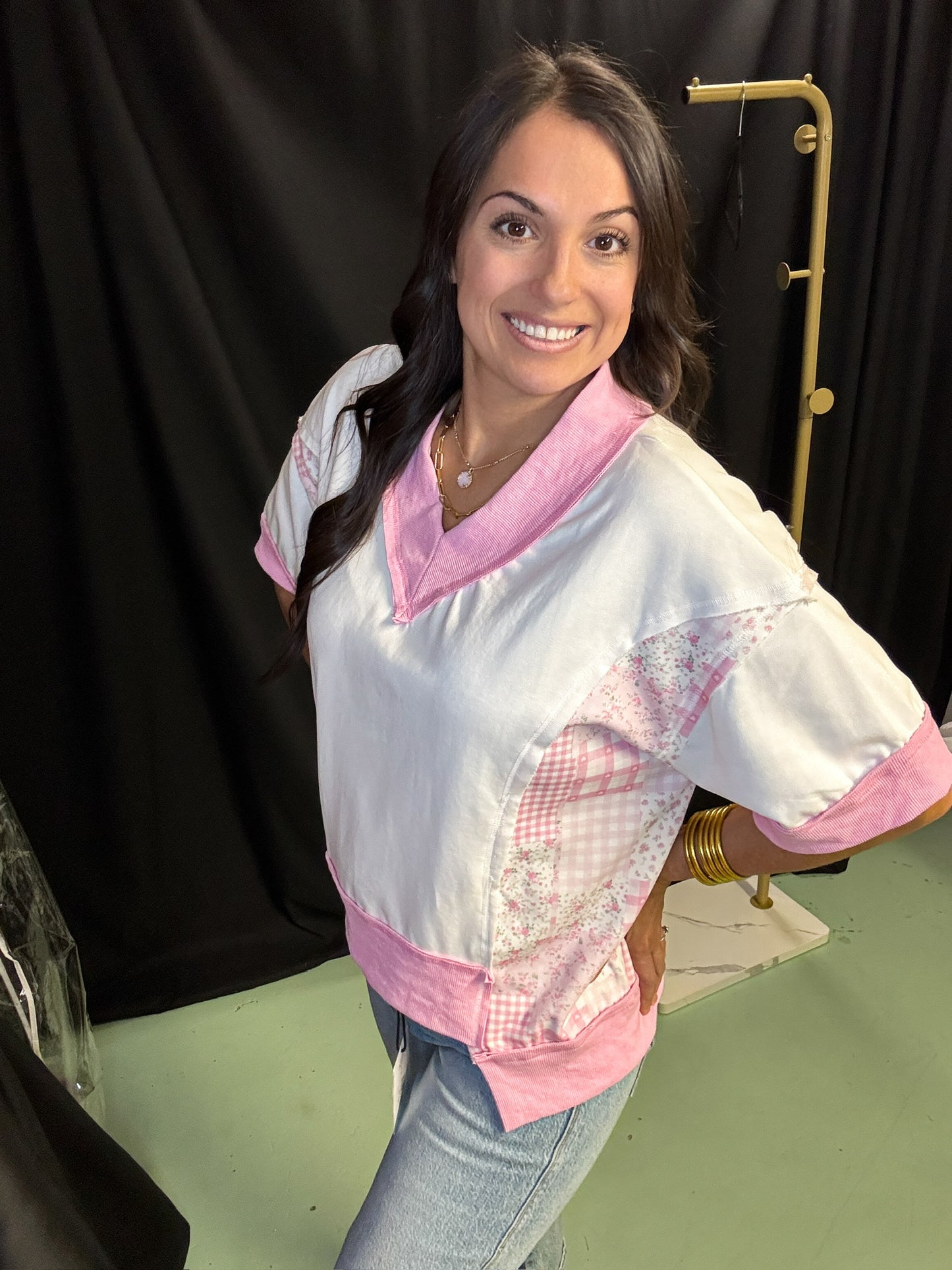 Sandy French Terry Colorblock top