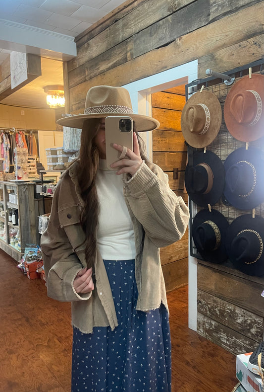 Taupe Exposed Seam Shacket