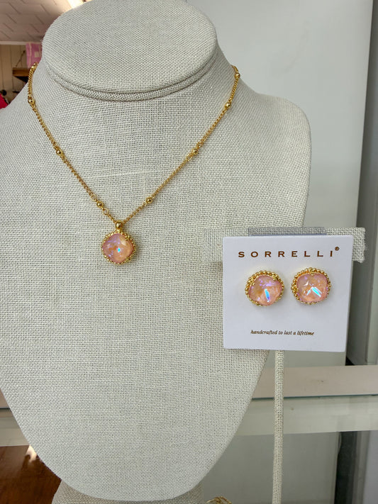 Sorrelli Cushion Cut Stud Earrings in Peach Delite