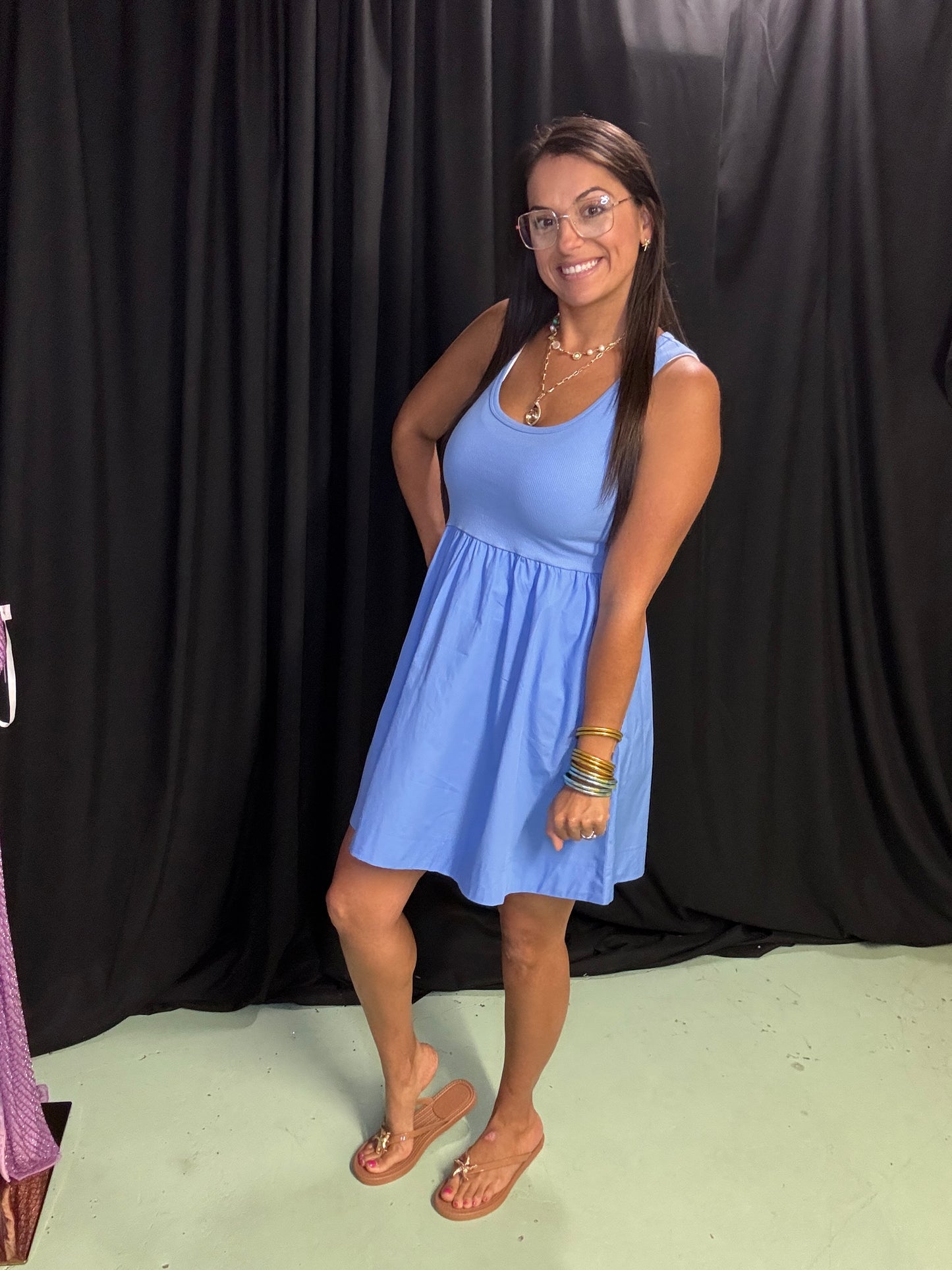 Cornflower Blue Woven Dress