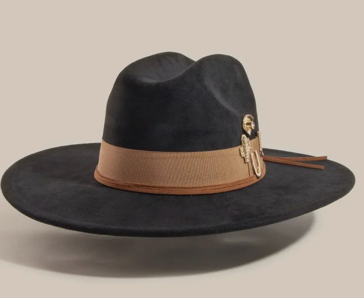 Charmed Wide Brim Hat in Black