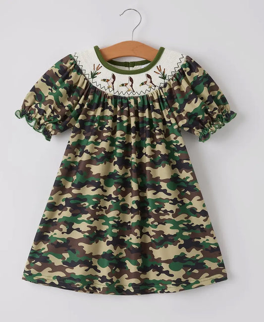 Camo Duck Smocked Dress