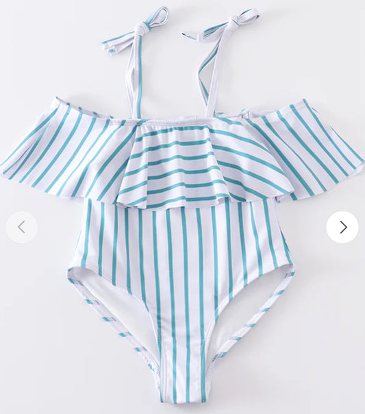 Ruffle Stripe One Piece Swim
