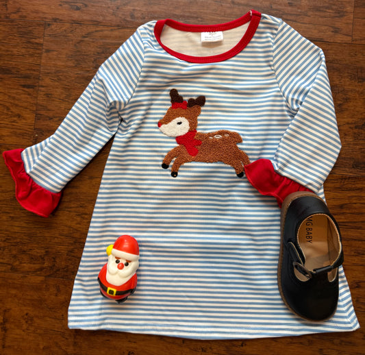 Stripe Deer French Knot Dress