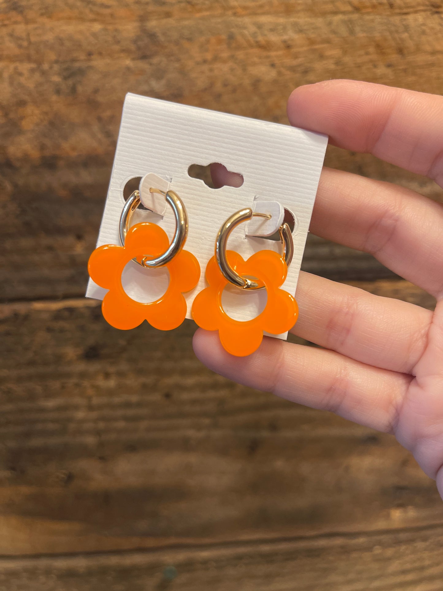 Dangle Flower Huggie Hoops