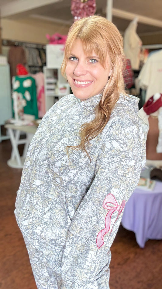 Preppy Pink Bow Camo Hoodie