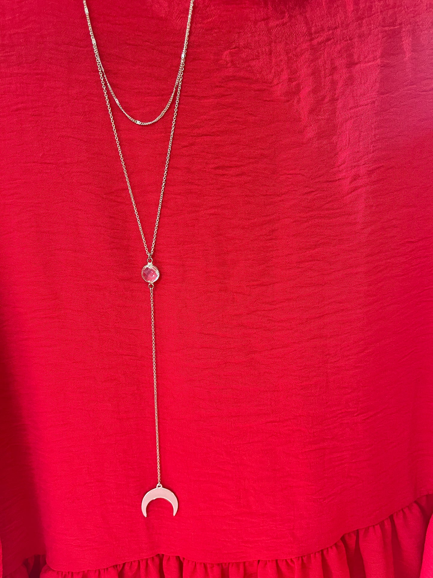 Layered Long Drop Necklace and Earring set