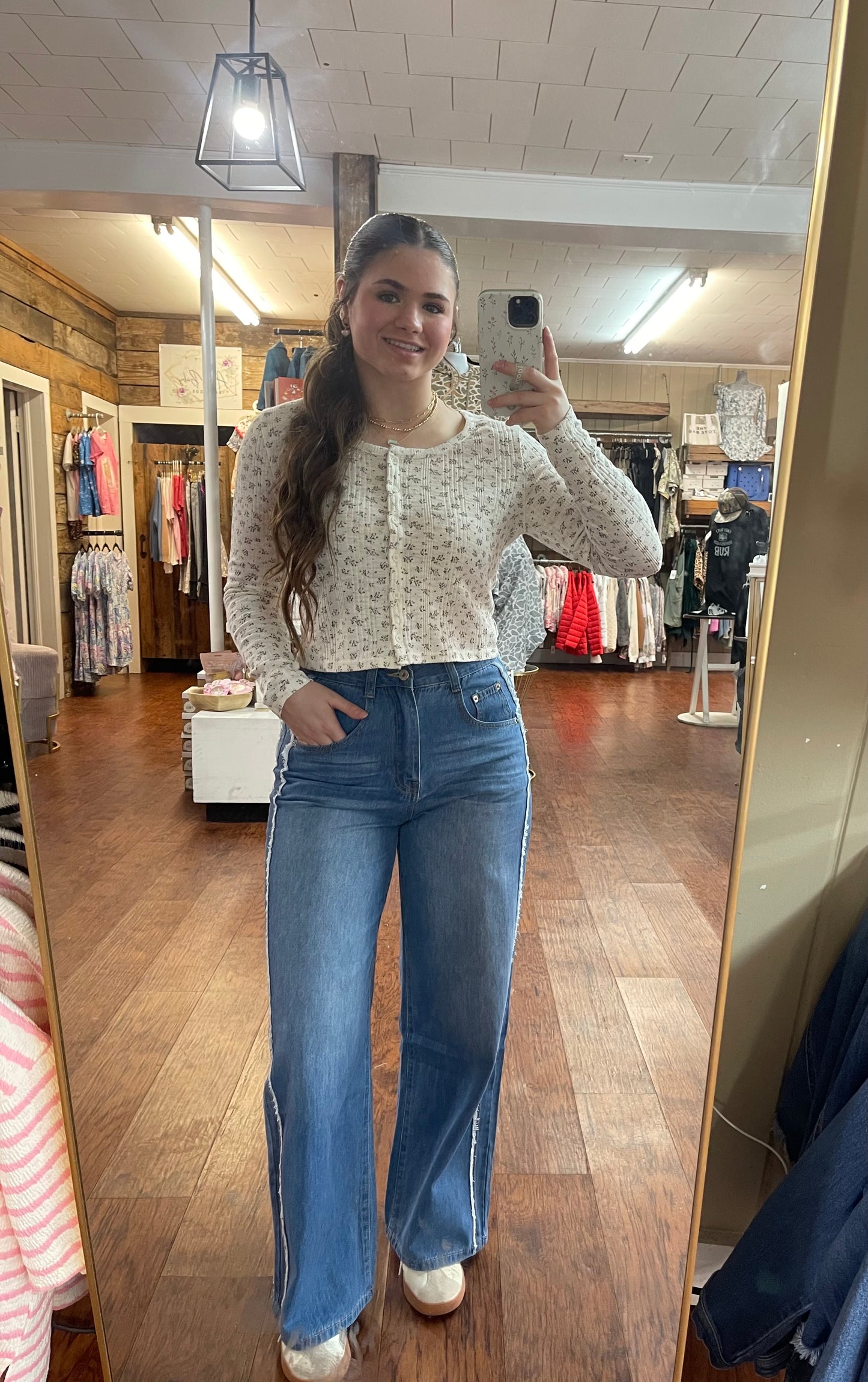 Ivory Floral Cardi Top