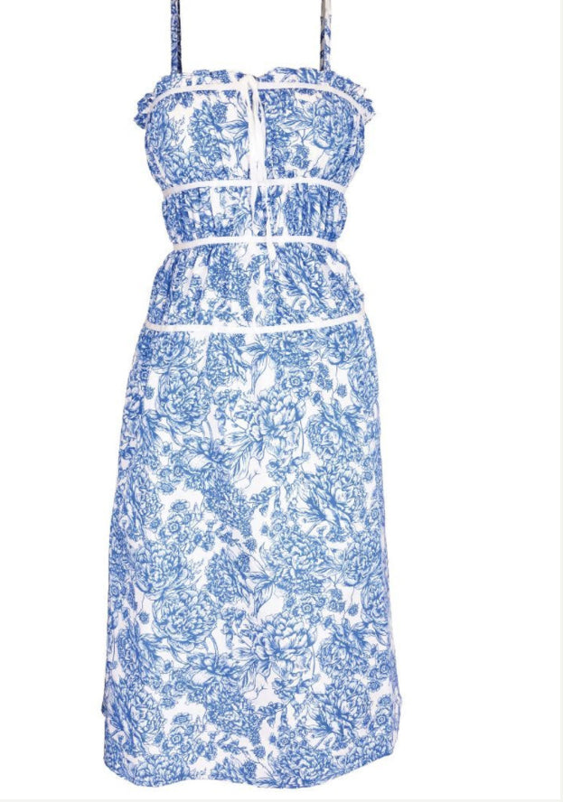 Cali Blooms Banded Midi Dress