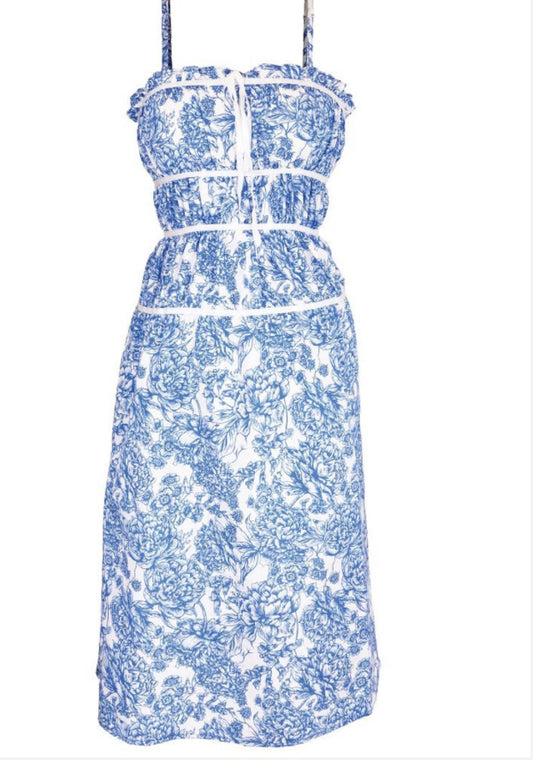 Cali Blooms Banded Midi Dress