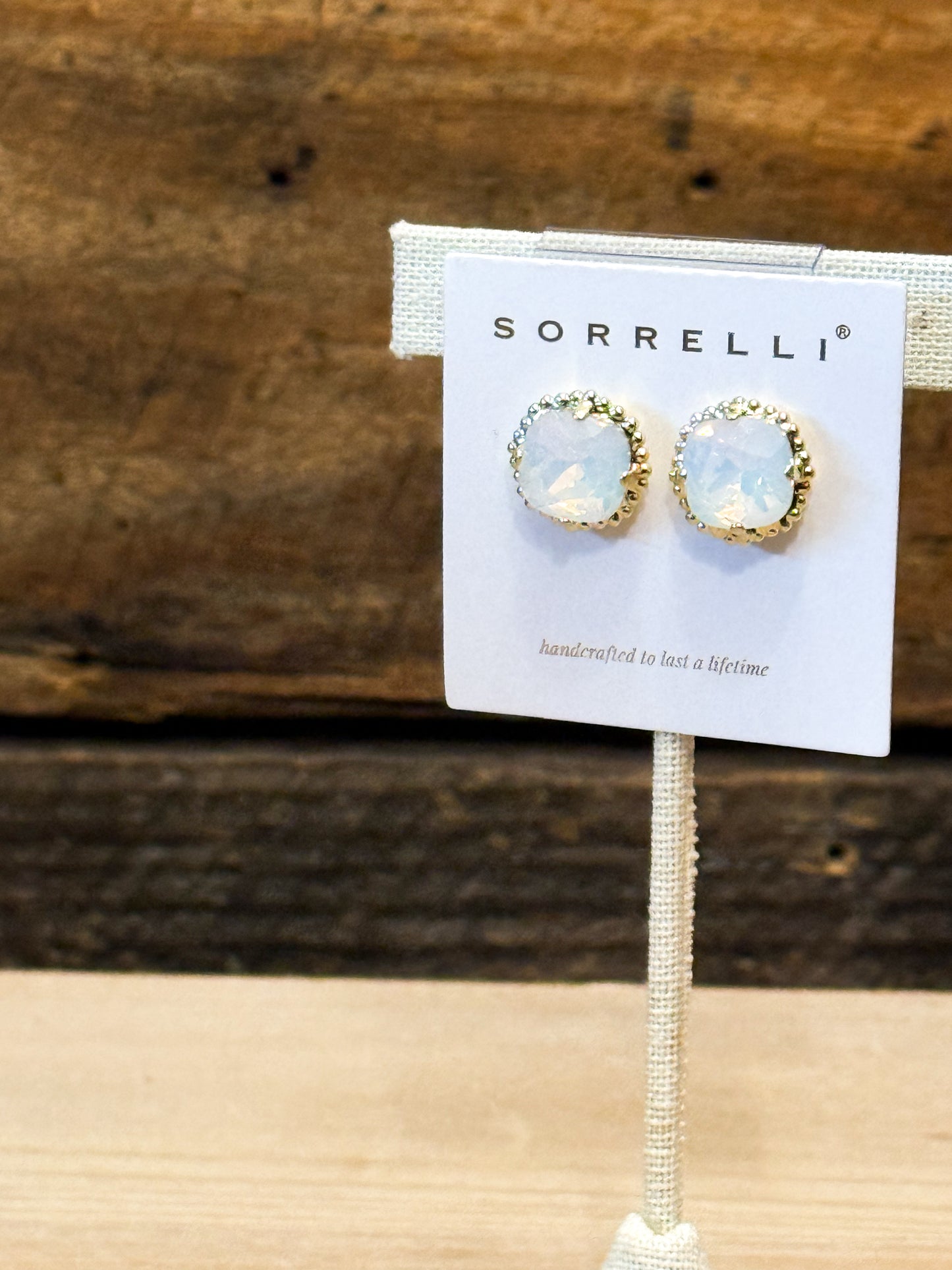 Sorrelli Cushion Cut Solitaire Earrings in White Opal