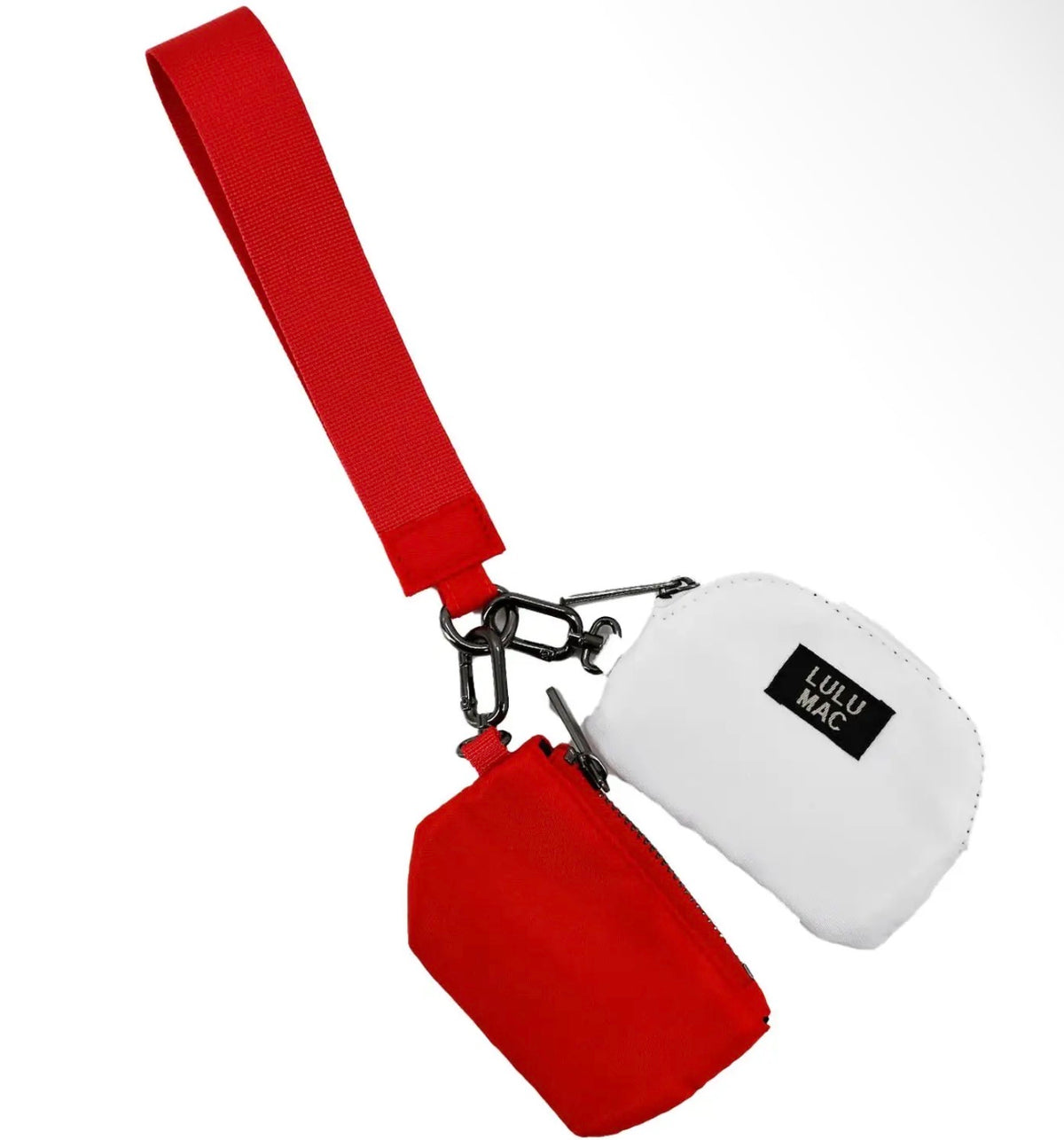 Lulu Mac Double Pouch Wristlet Red/White