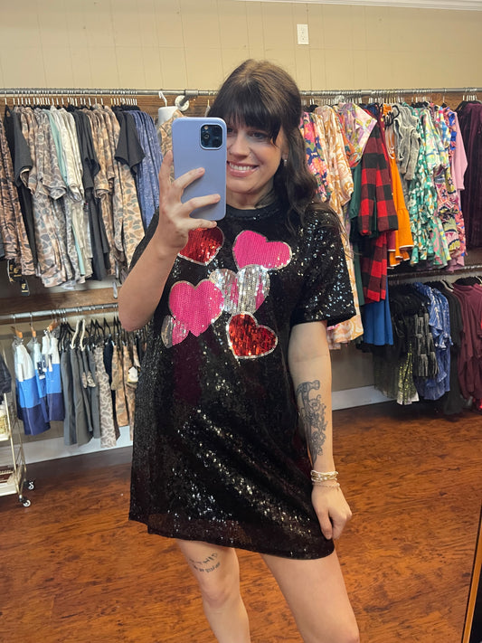 Simply Southern Sequin Heart T-shirt dress