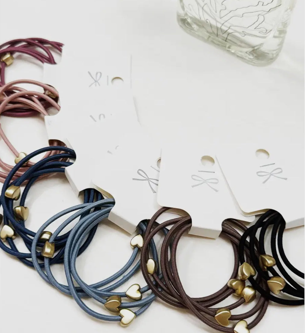 Basic Beaded Heart hair ties