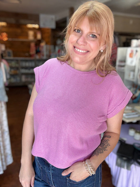 Carrie Crew Ss Sweater in mauve