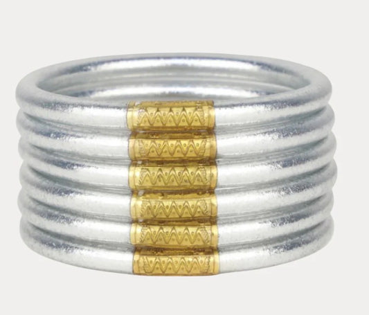 BuDhaGirl Silver All Weather Bangles - Set of 6