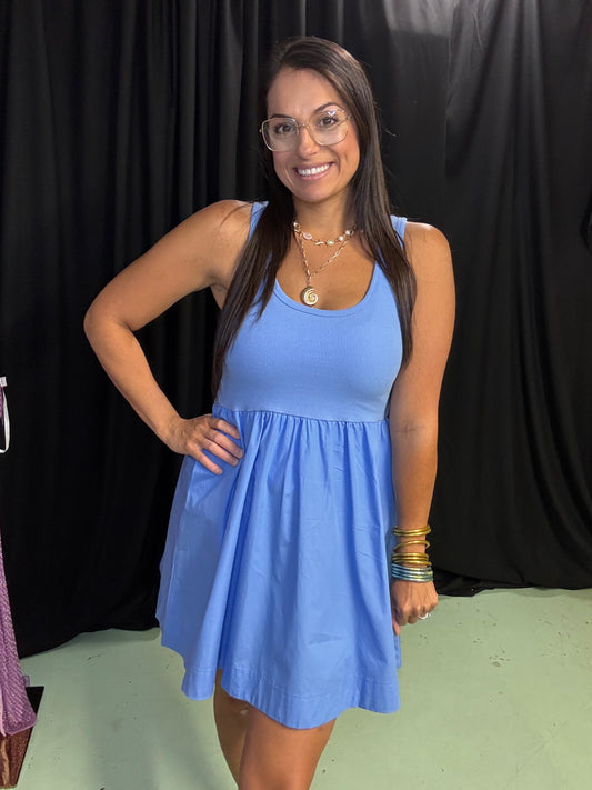 Cornflower Blue Woven Dress