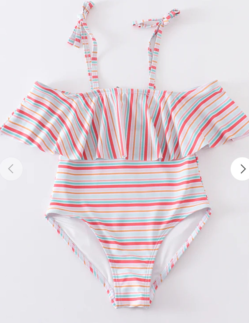 Ruffle Stripe One Piece Swim