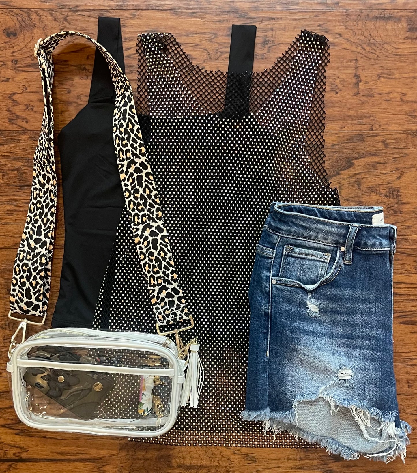 Rhinestone Mesh Tank Top