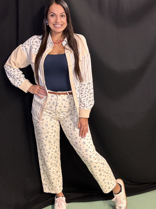 Floral print Denim Pants