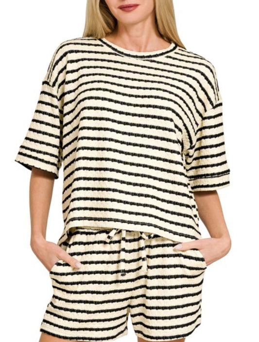 Striped Short Set in Black