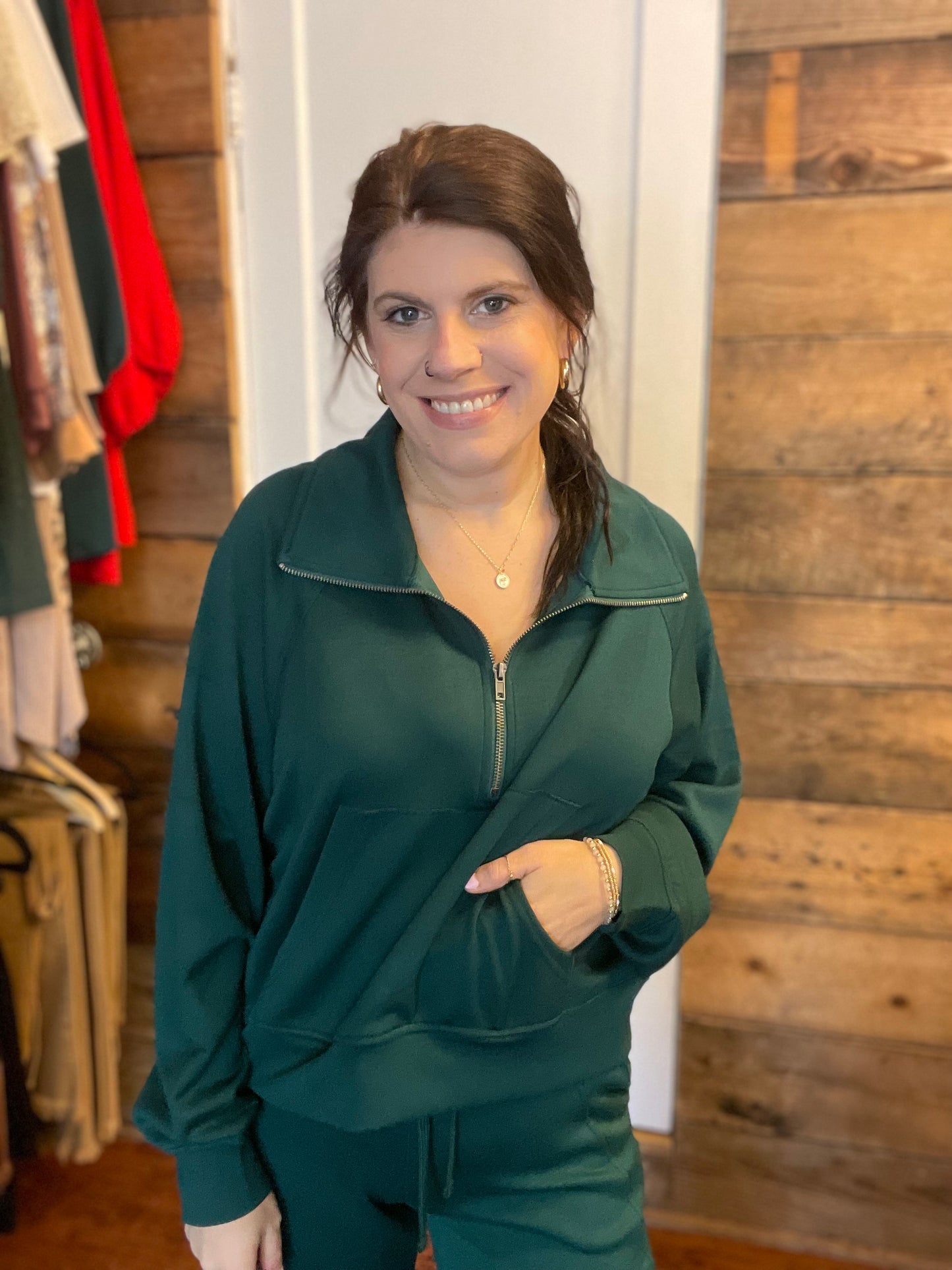 Dark Green Lounge Quarter Zip