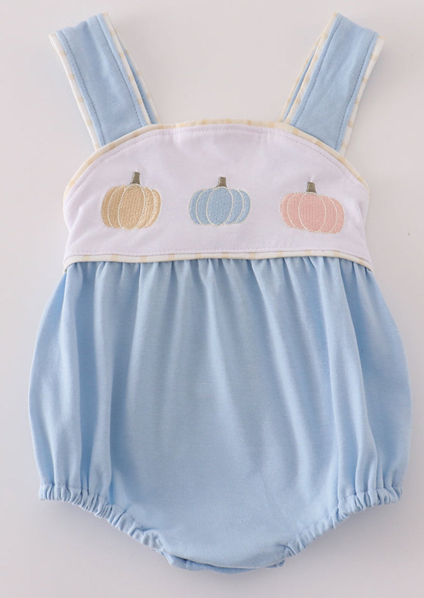 Blue Embroidered Pumpkin Bubble