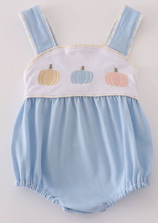 Blue Embroidered Pumpkin Bubble