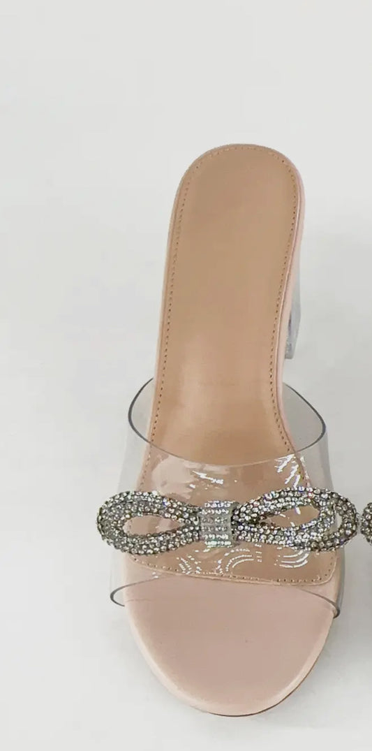 Dazzling Ribbion Clear Block heel