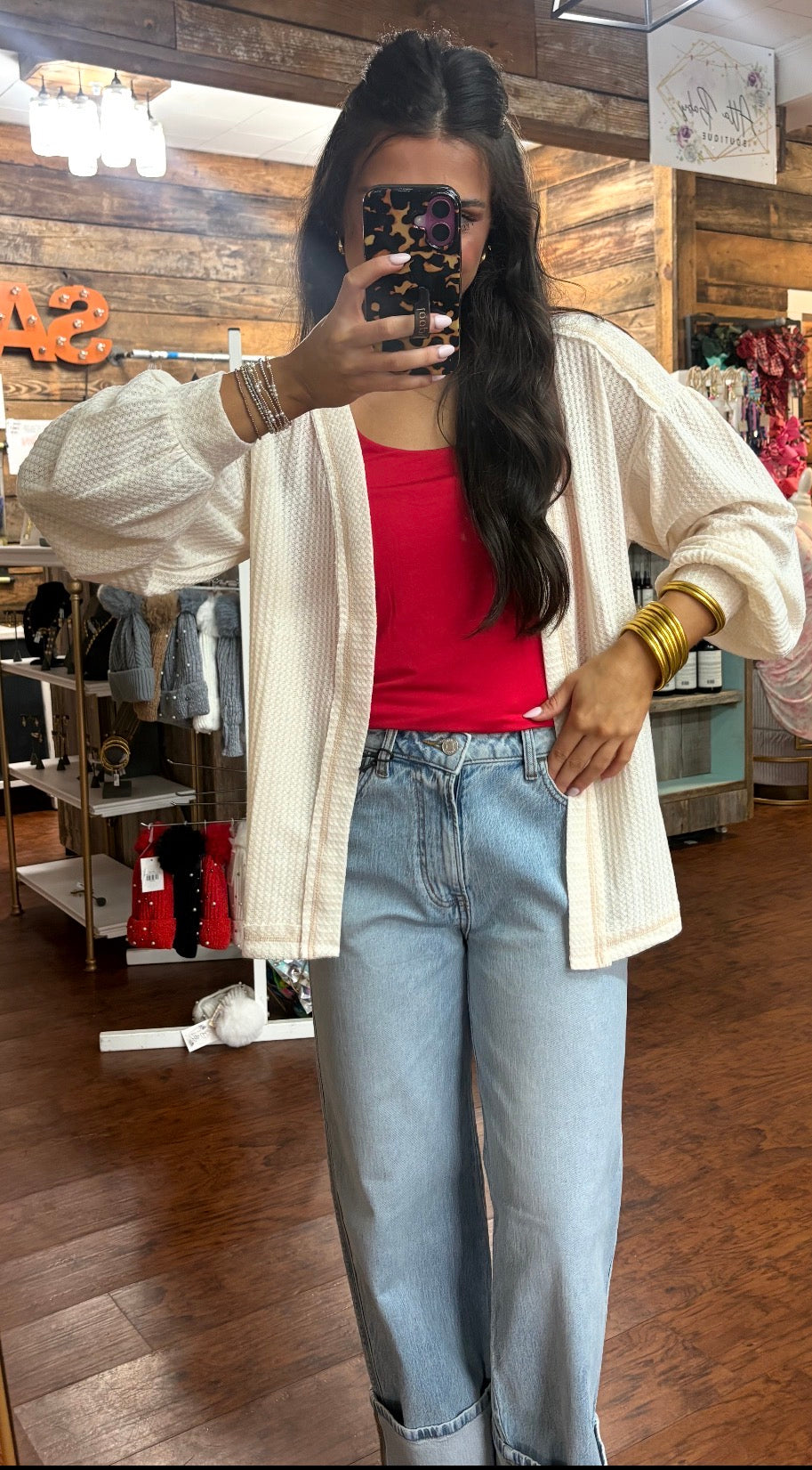 Reversed Stitch Cardigan in Cream