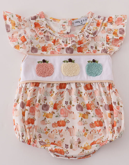 Beige Pumpkin French knot ruffle Bubble