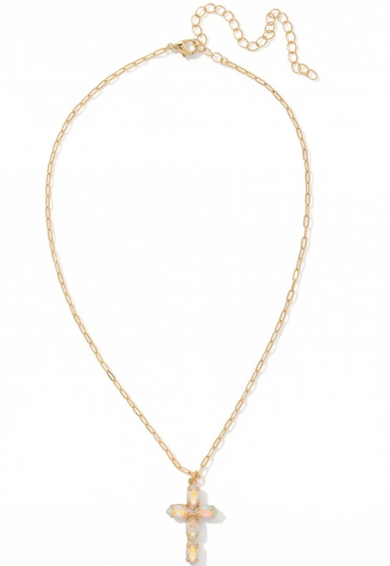 Sorrelli Clarissa Cross Necklace in Aurora Borealis*