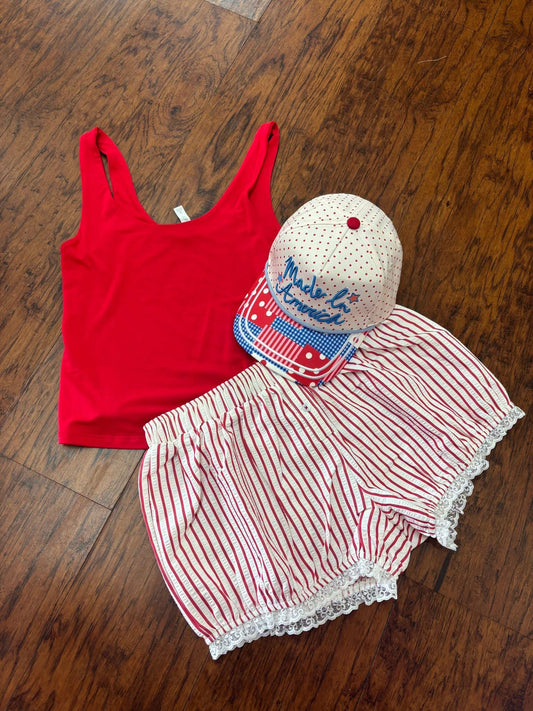 Red Striped Bloomer Shorts