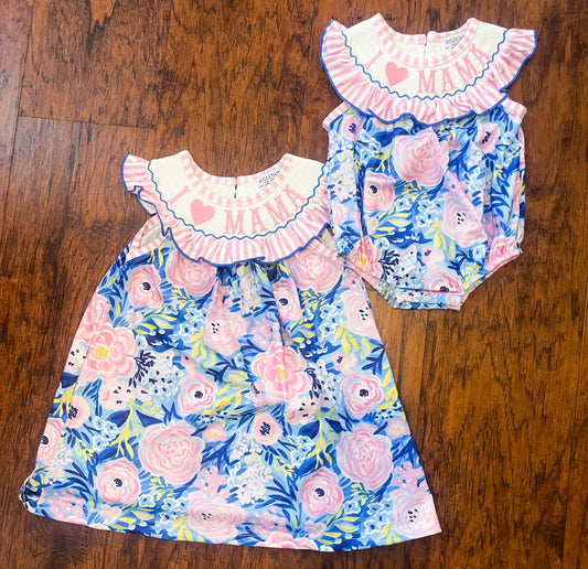 Love Mama Smocked Bubble Romper