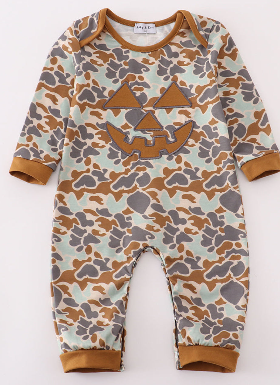 Halloween camo appliqué romper