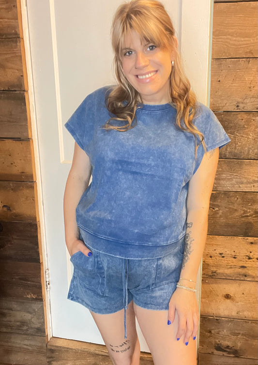 Cotton Washed Sleeveless Top & Shorts set