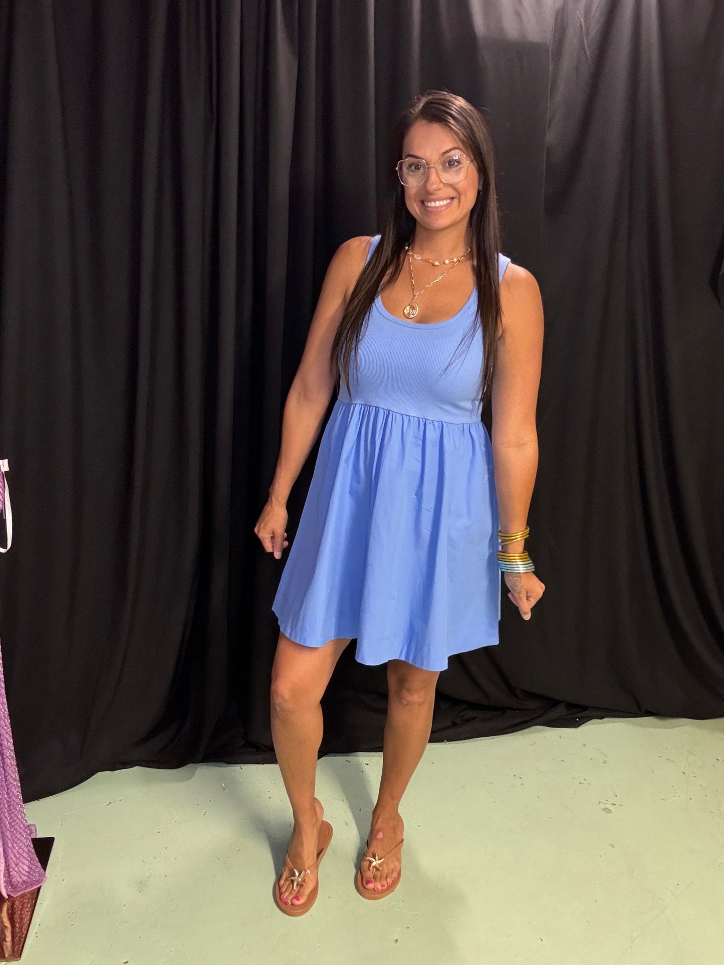 Cornflower Blue Woven Dress