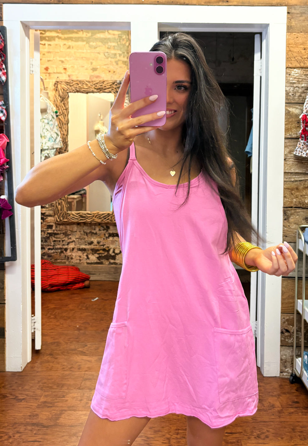 Lane Romper dress in Candy Pink