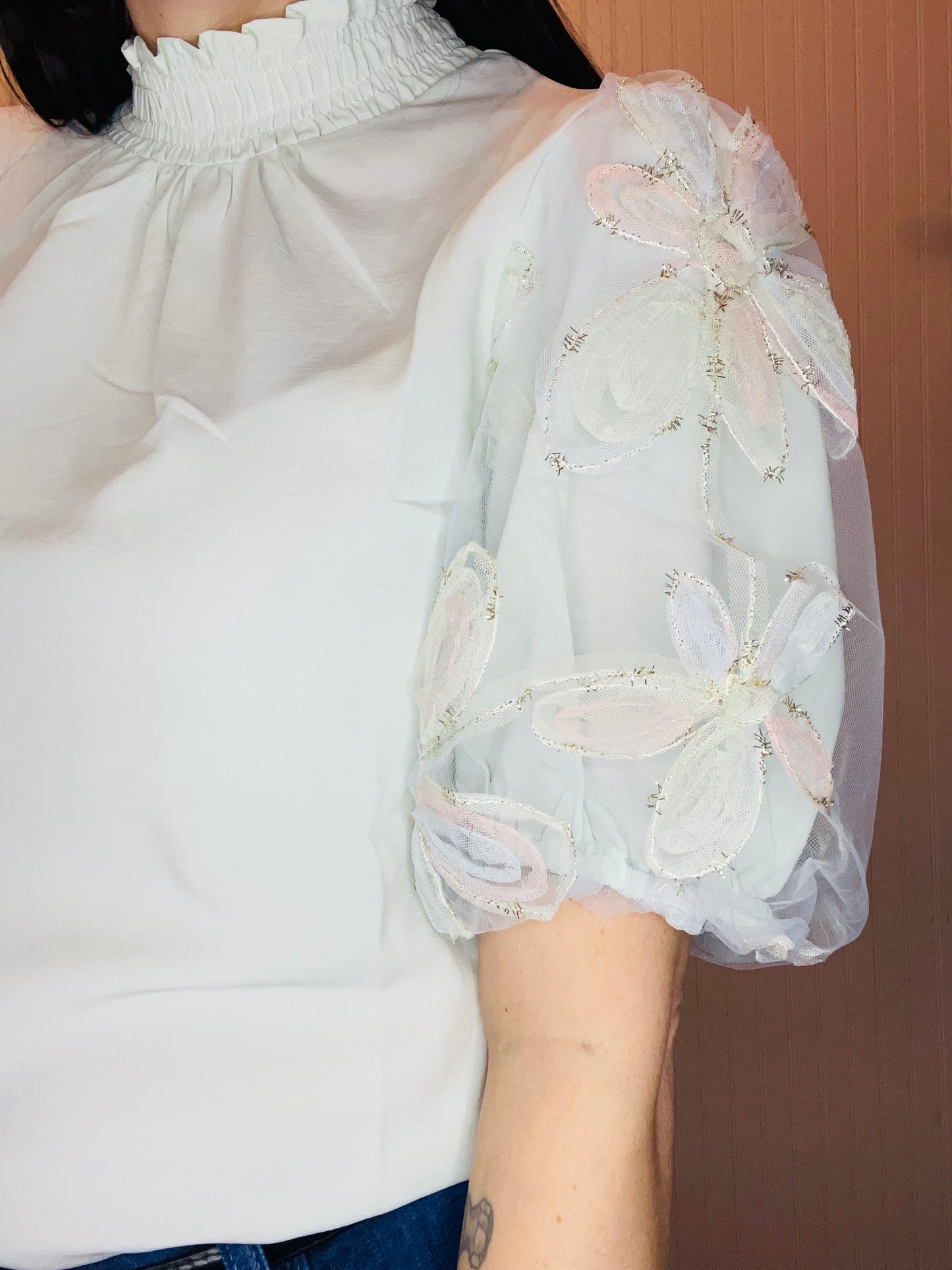 Entro Mint Puff Sleeve Blouse