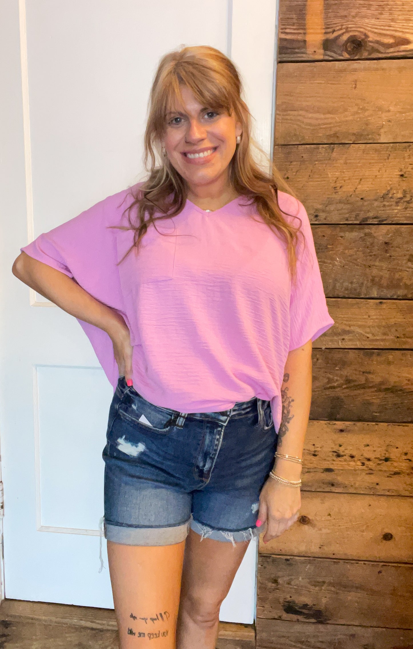 Zenana Distressed Cuffed Shorts