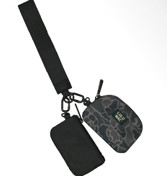 Lulu Mac Double Pouch Wristlet Camo/Black
