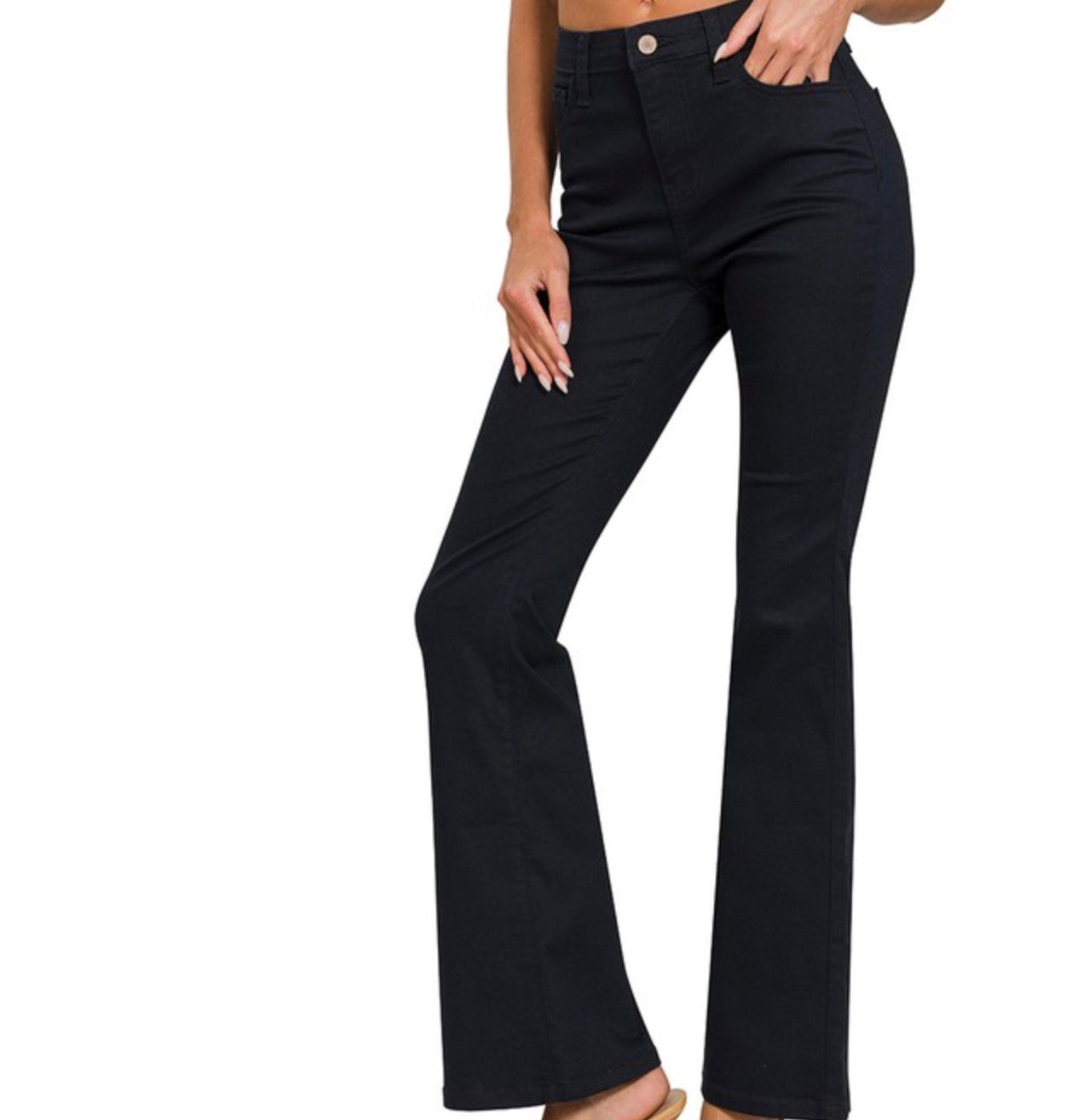 Hi Rise bootcut pants in black