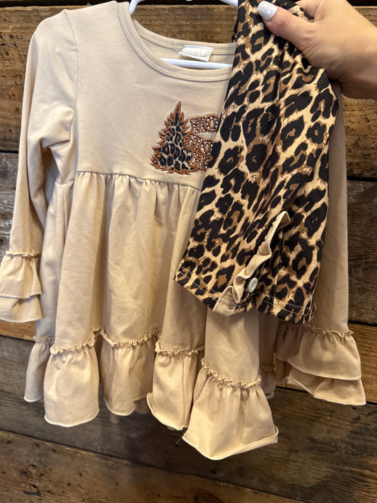 Leopard Christmas Tree Ruffle Girl Set