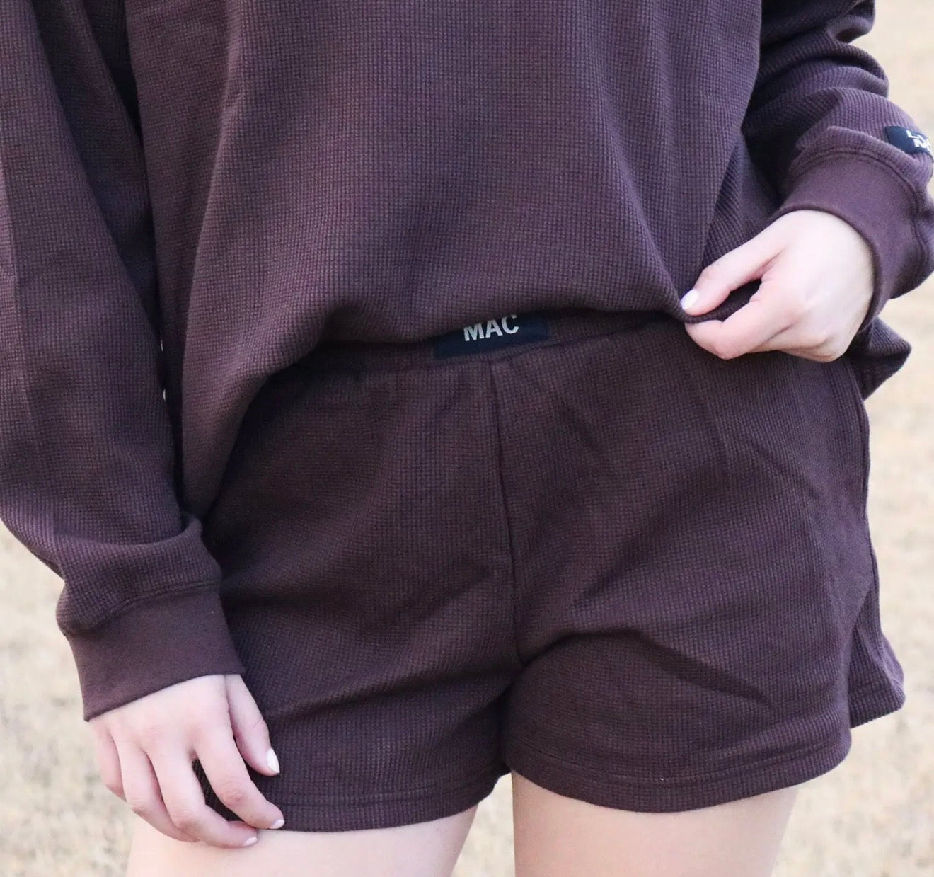 Lulu Mac Waffle Shorts in Brown