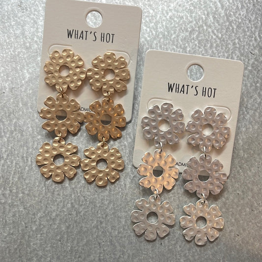 Triple Flower Drop Earring