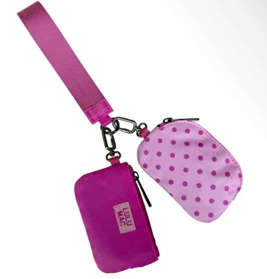 Lulu Mac Double Pouch Wristlet pink/pink polka dots