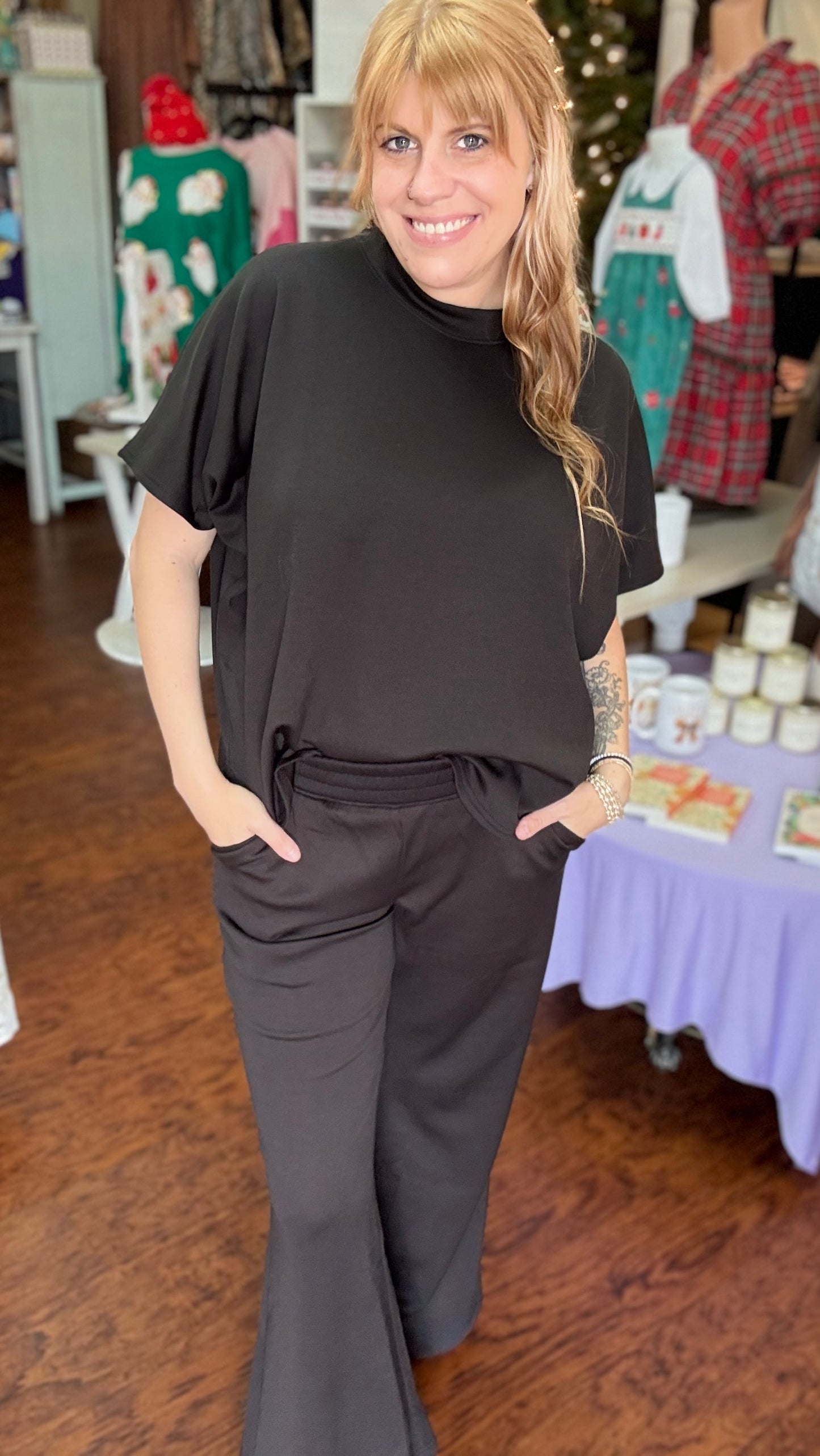 Scuba Round Neck Set in Black