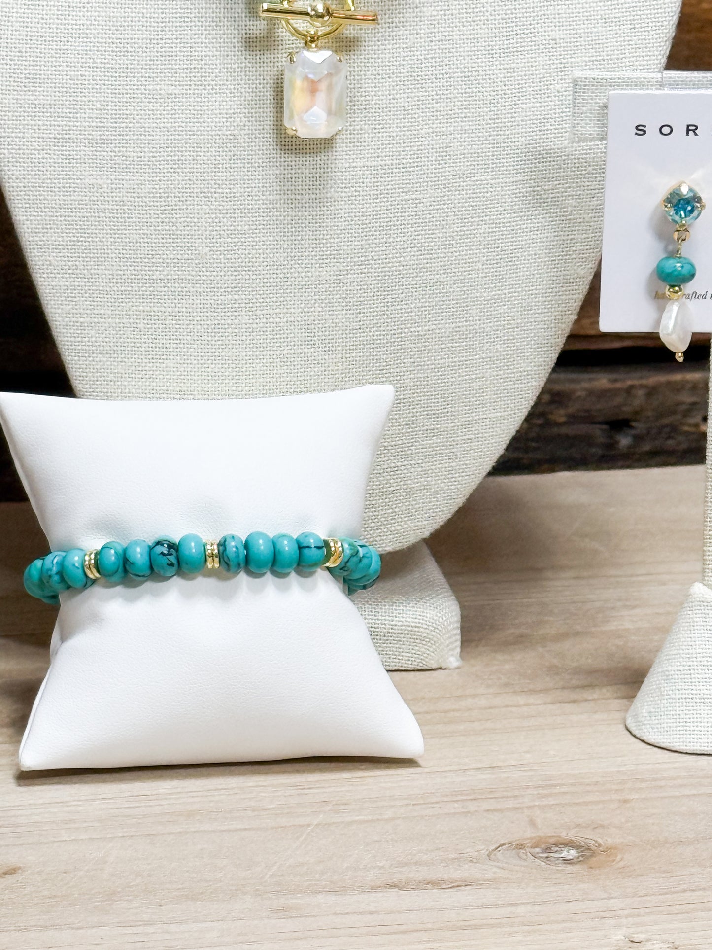 Sorrelli Capri Beaded Stretch Bracelet in Turquoise